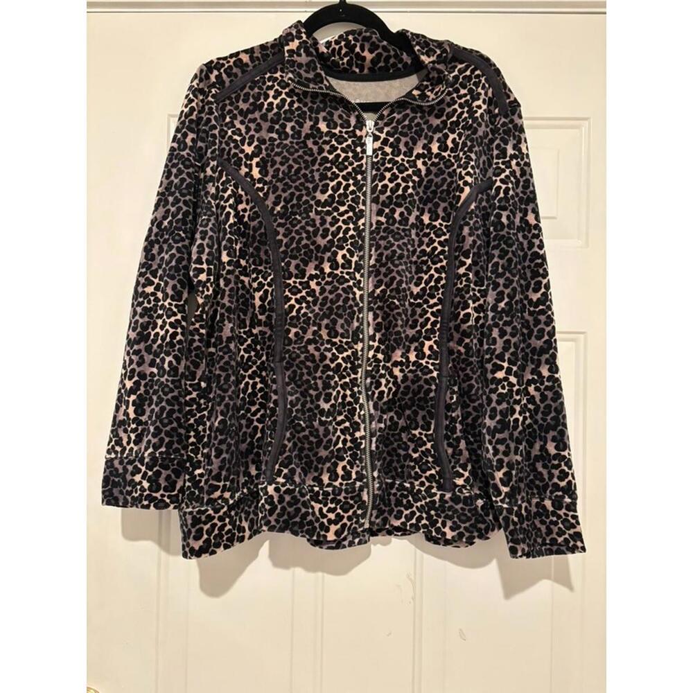Women's Karen Scott cheetah print valore jacket sz‎ 1X #807
